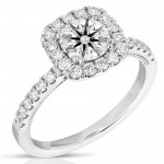 1 CT CENTER ROUND CUSHION-HALO LAB GROWN ENGAGEMENT RING CDHCRB.100-W