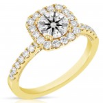 1 CT CENTER ROUND CUSHION-HALO LAB GROWN ENGAGEMENT RING CDHCRB.100-Y