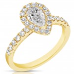 1/2 CT CENTER PEAR SHAPE HALO DIAMOND ENGAGEMENT RING CPS.50-Y