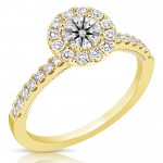 1/2 CT CENTER ROUND HALO DIAMOND ENGAGEMENT RING CRB.50-Y