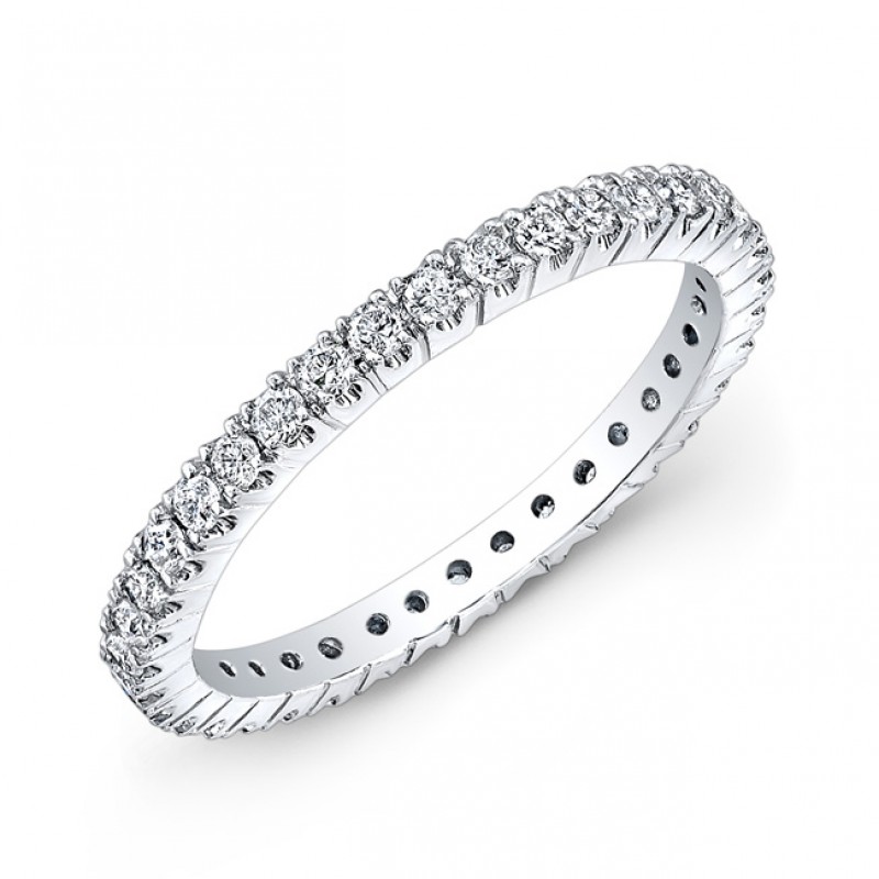 14k White Gold White Diamond Prong Set Eternity Band