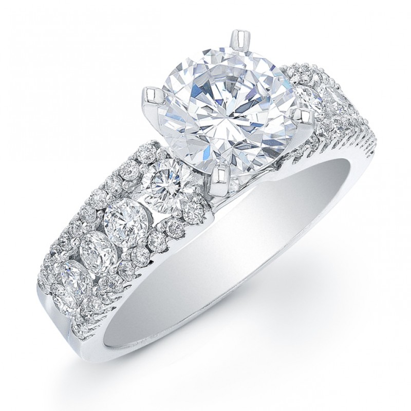 18k White Gold Pave & Prong Semi Mount