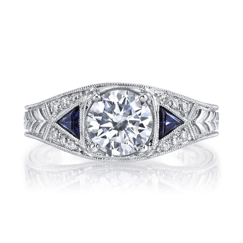 MARS 14586  Diamond Engagement Ring 0.30 Ct Dia, 0.24 Ct Saph.
