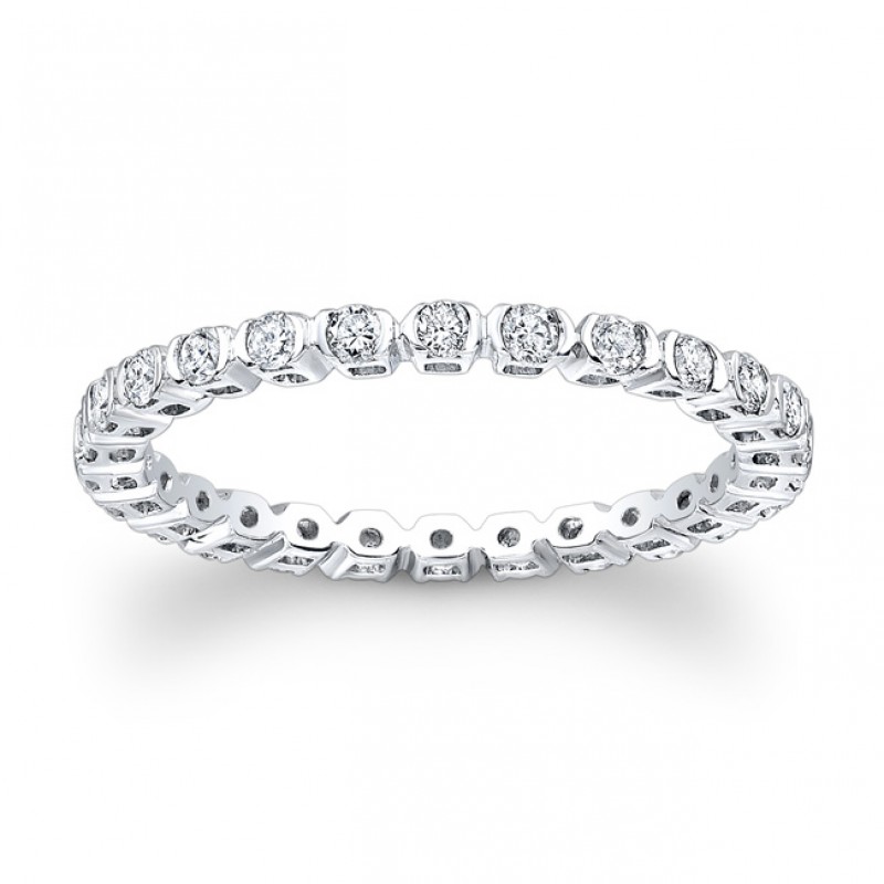 18k White Gold Bezel Set Ladies Eternity Band