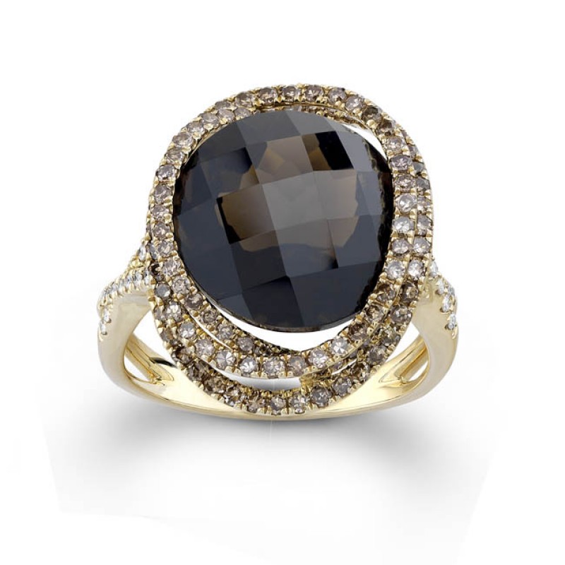 14k Yellow Gold Smokey Topaz Ring