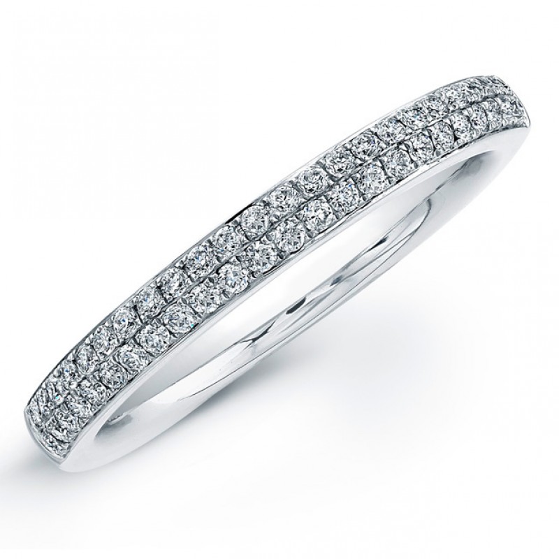 14k White Gold Micro Pave Diamond Wedding Band