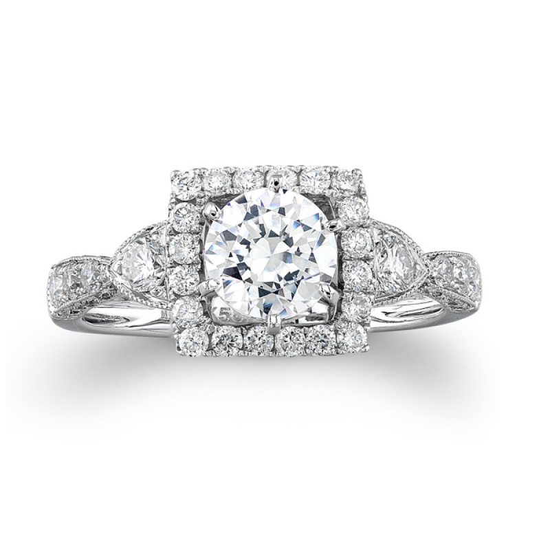 14k White Gold Vintage Detail Diamond Semi Mount