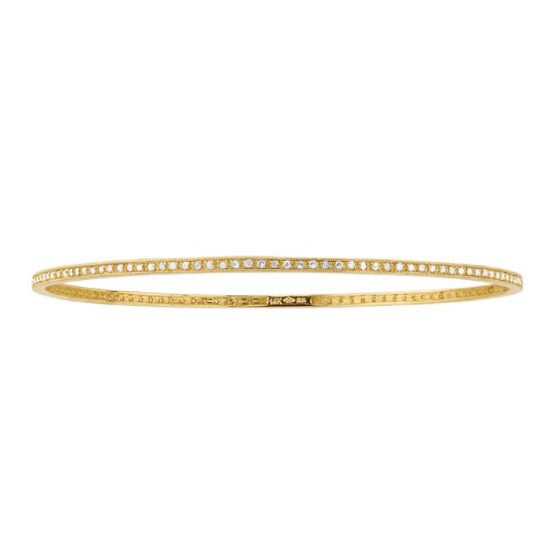 14k Yellow Gold Stackable Pave Diamond Bangle