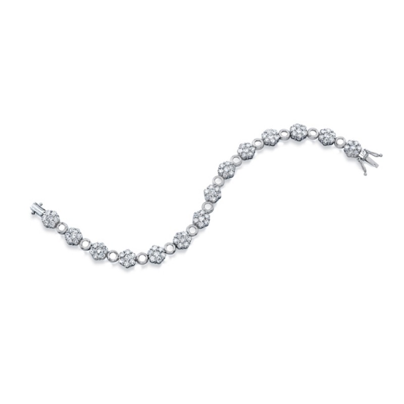 14k White Gold Eternal Diamond Cluster Bracelet