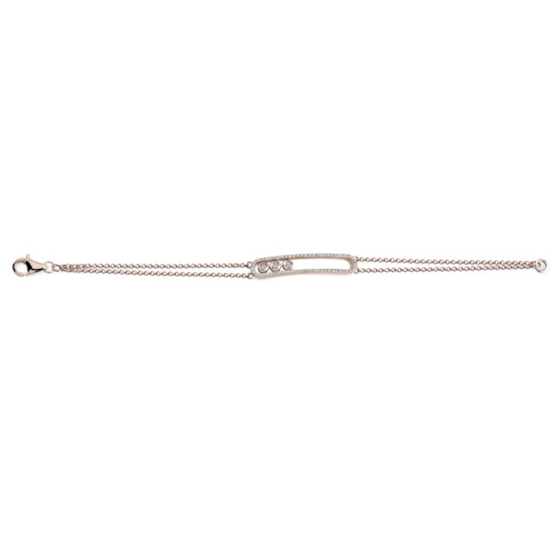 14k Rose Gold Floating Diamond Bar Bracelet