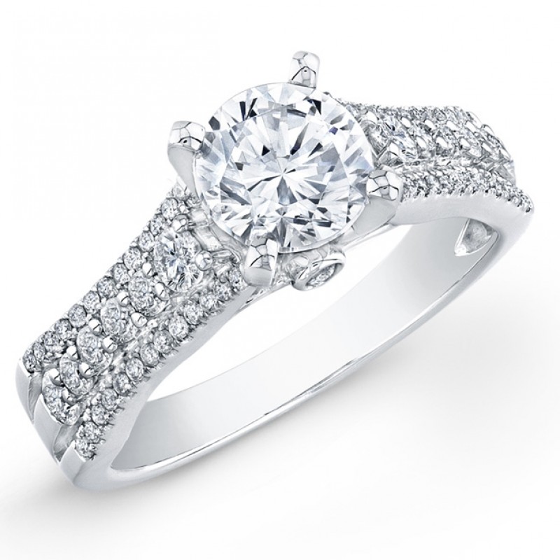14k White Gold Contemporary Diamond Semi Mount