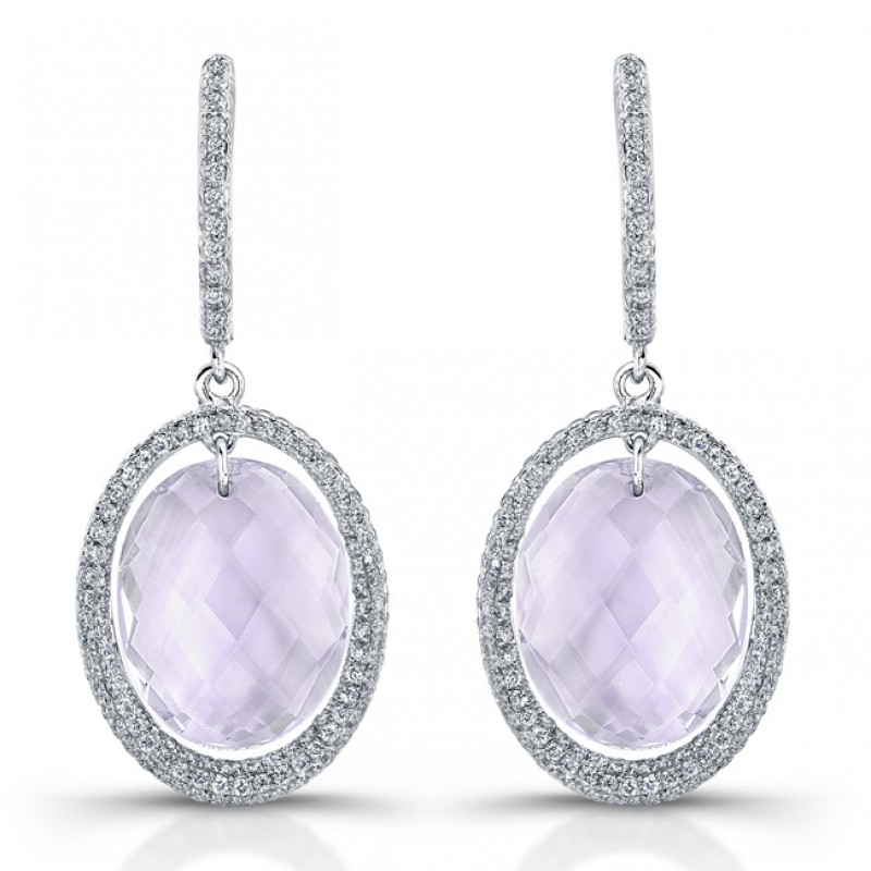 14k White Gold Pink Amethyst Earrings