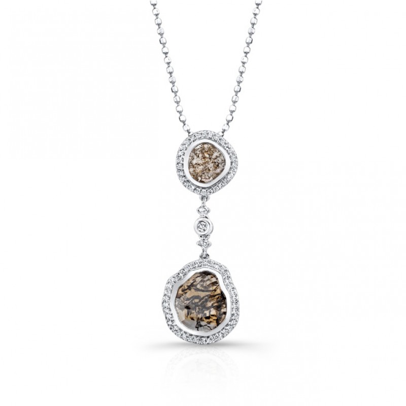 18k White Gold Diamond Sliver and White Diamond Pendant