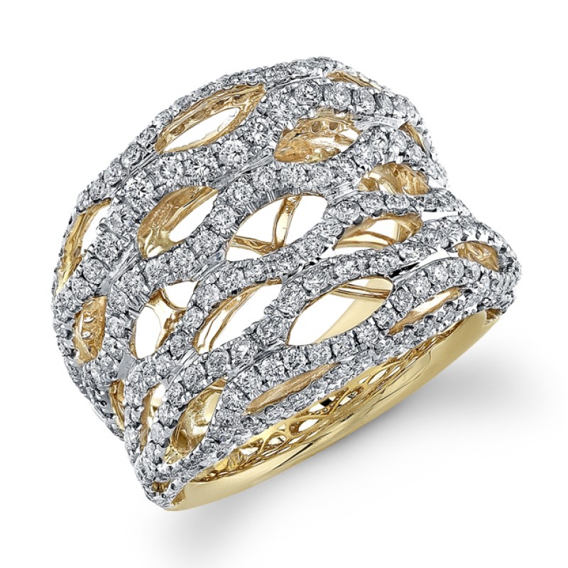 14k Yellow Gold Diamond Mesh Ladies Band