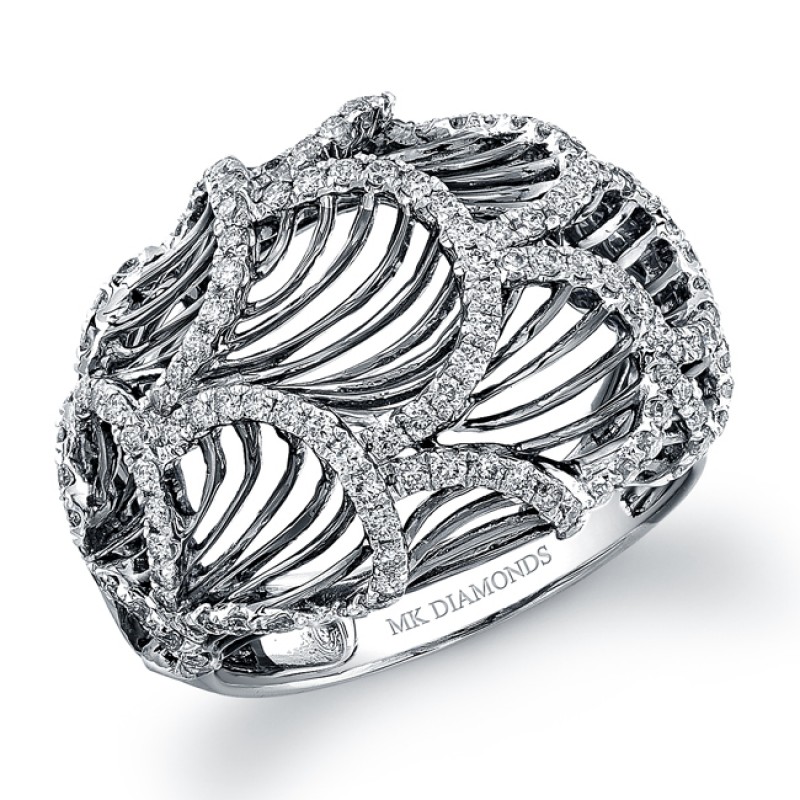 14k Black Gold Scalloped Diamond Wire Band