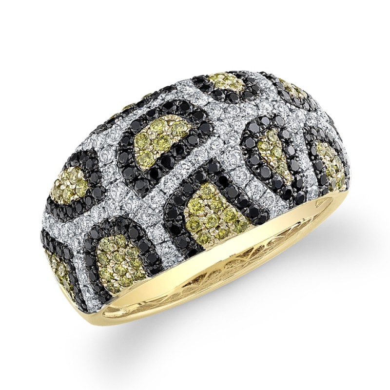 14k Yellow Gold Giraffe Print Diamond Fashion Band