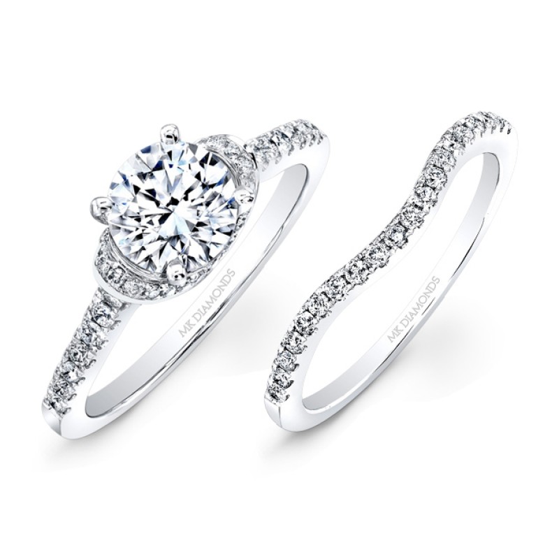 14k White Gold White Diamond Bridal Set 