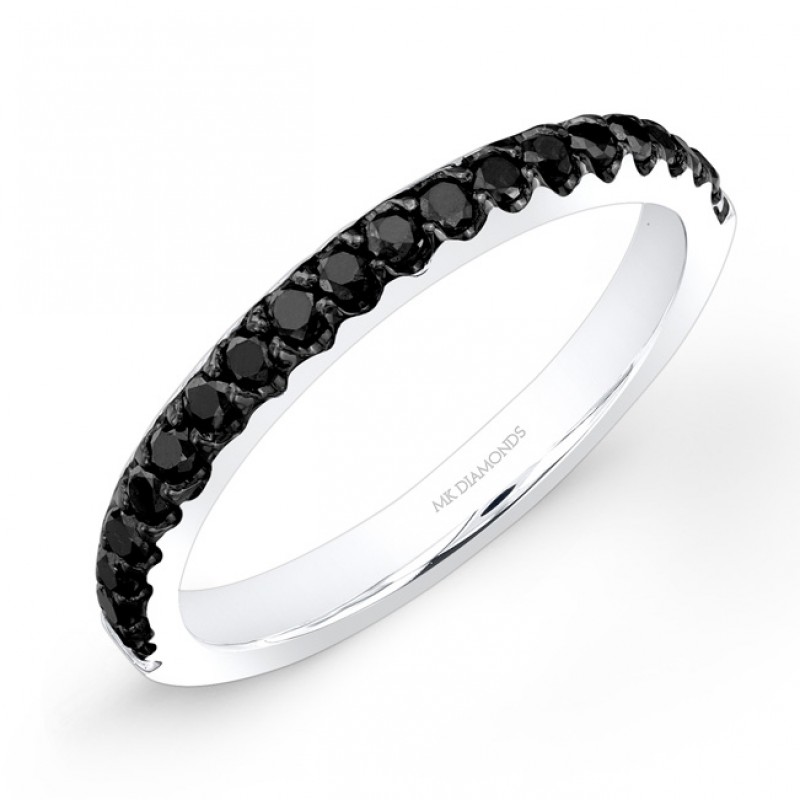 14k White Gold Black Diamond Band