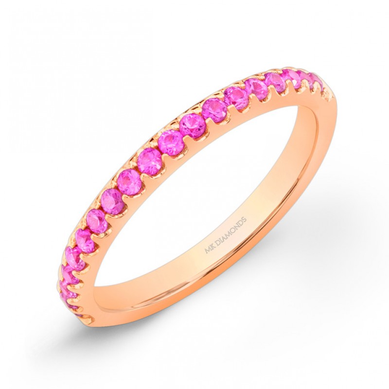 14k Rose Gold Pink Sapphire Band