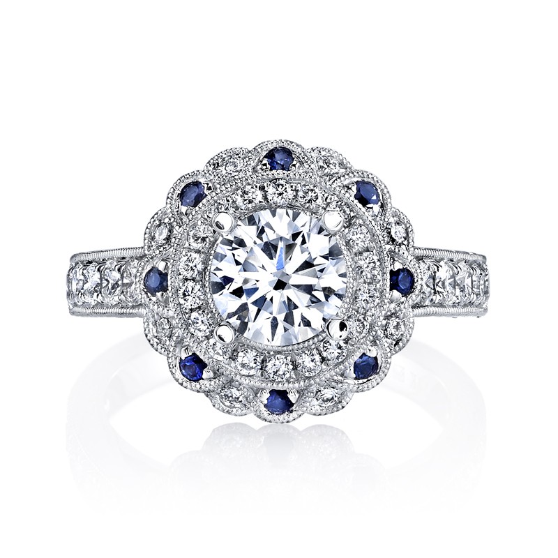 MARS 26462 Diamond Sapphire Engagement Ring 0.59 Ct Dia, 0.16 Ct Saph.