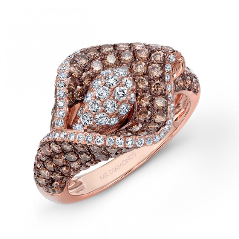 18k Rose and Black Gold Flower Ring 