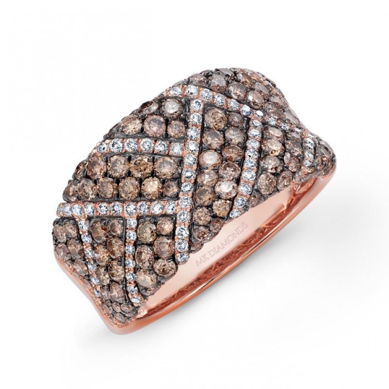 18k Rose and Black Gold Geometric Patterned Diamond Fashion Band