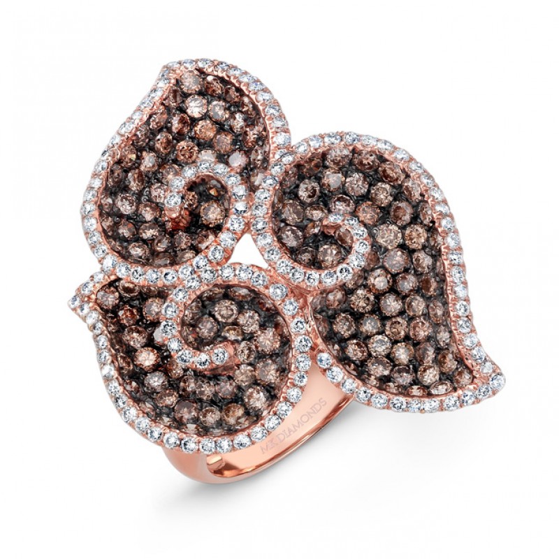18k Rose and Black Gold Brown Diamond Fashion Ring 