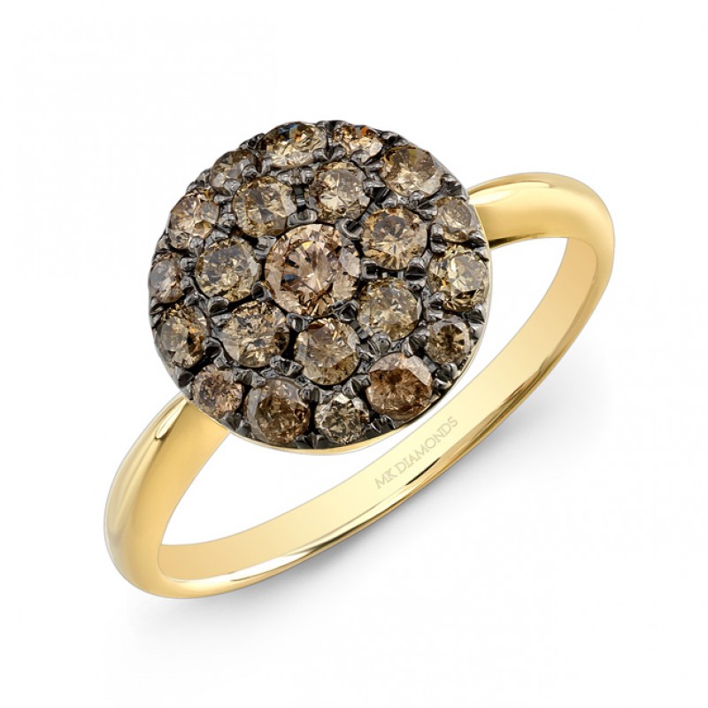 14k Yellow and Black Gold Brown Diamond Ring 