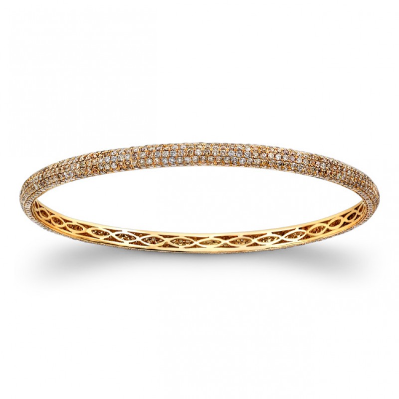 18K Rose Gold Brown Diamond Bangle Bracelet 