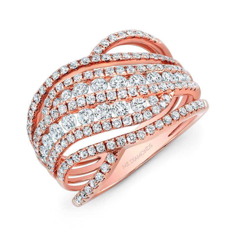 18K Rose Gold Multi Band Fashion Band 