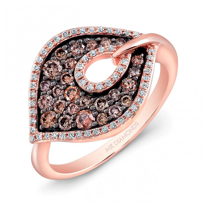 14k Rose and Black Gold Brown Diamond Marquise Ring 