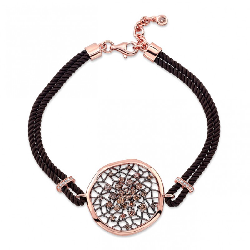 14k Rose and Black Gold Brown Diamond Dream Catcher Rope Bracelet 