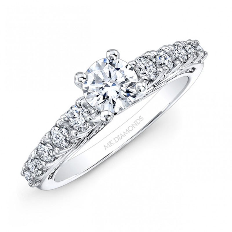 14k White Gold White Diamond Engagement Ring
