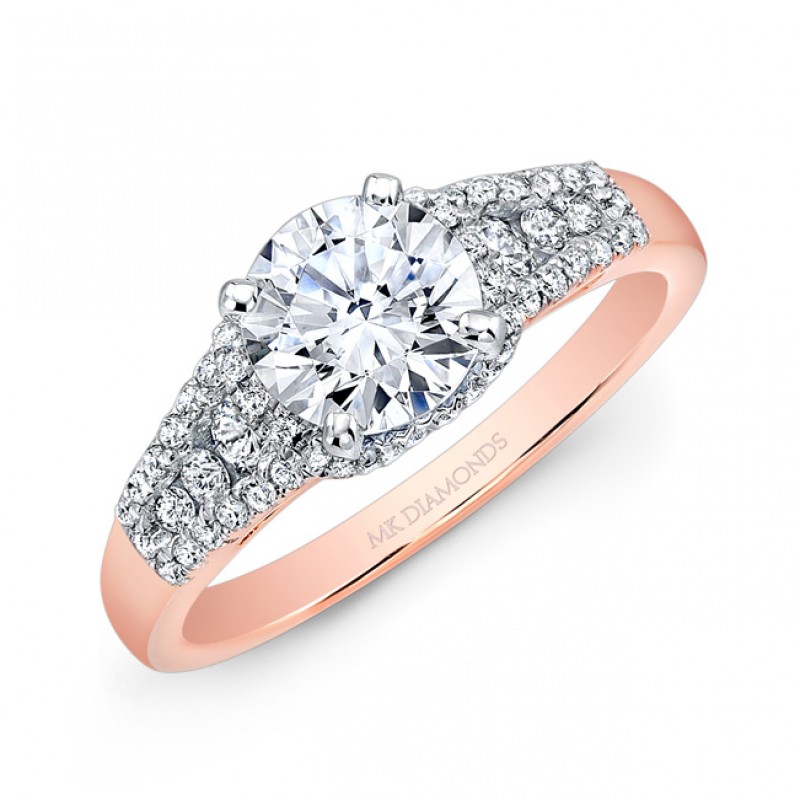 14k Rose Gold Channel Set Diamond Engagement Ring 