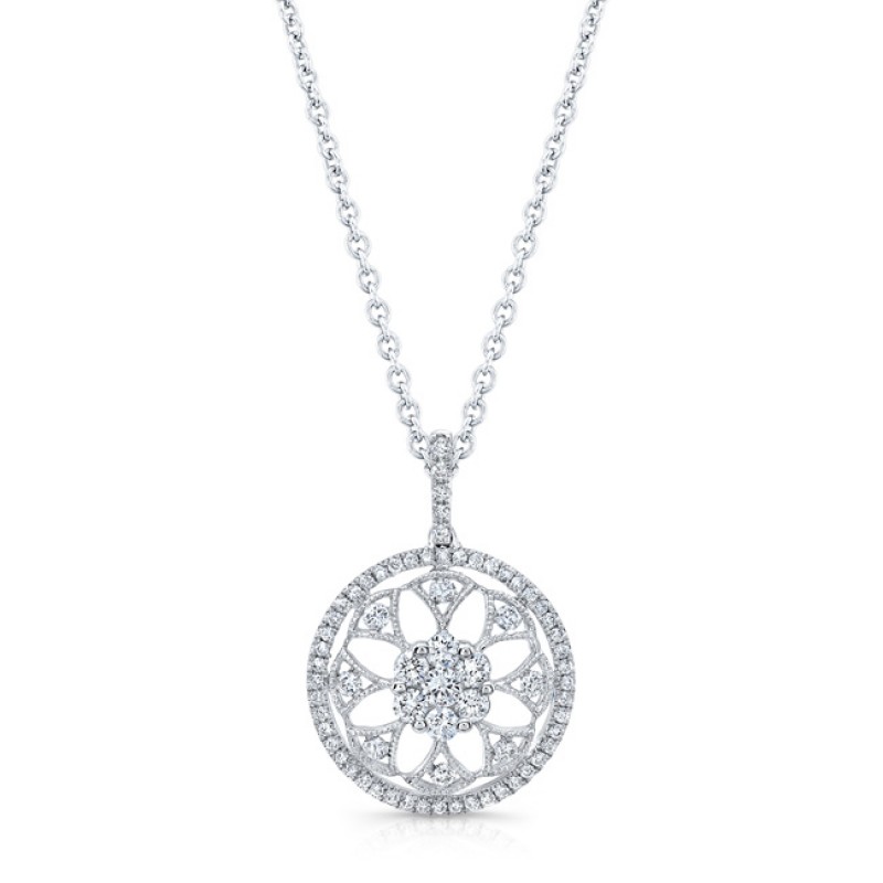 18k White Gold Diamond Circle Pendant