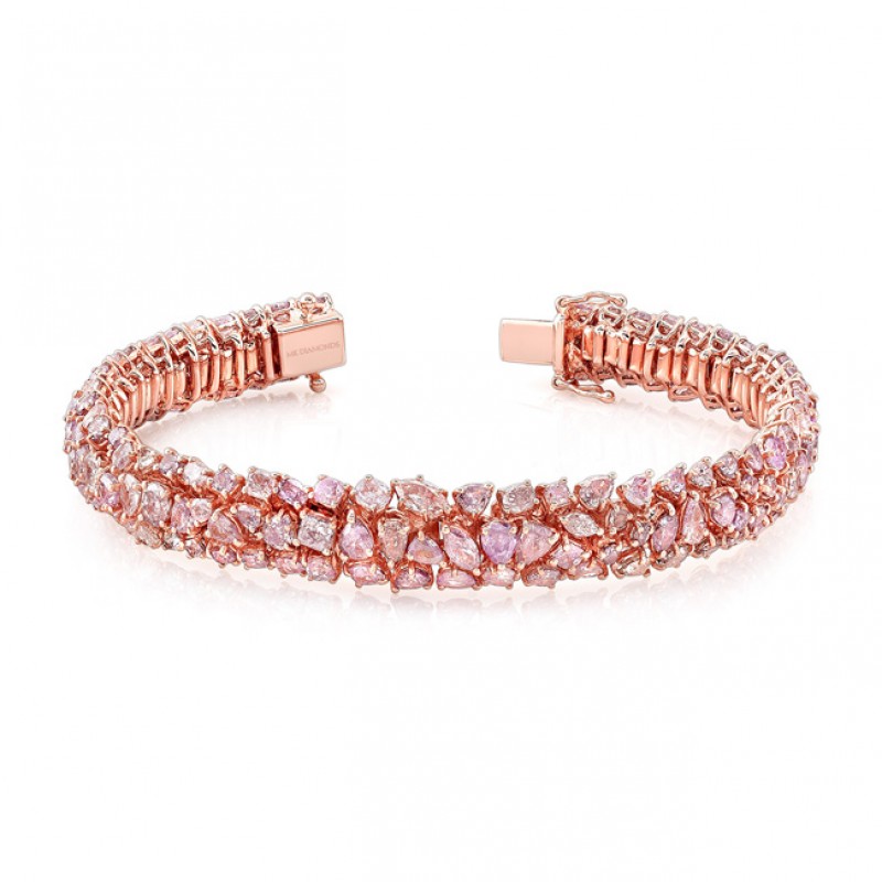 18K Rose Gold Mixed Natural Fancy Color Pink Bracelet