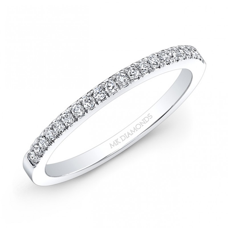 14k White Gold White Diamond Wedding Band 