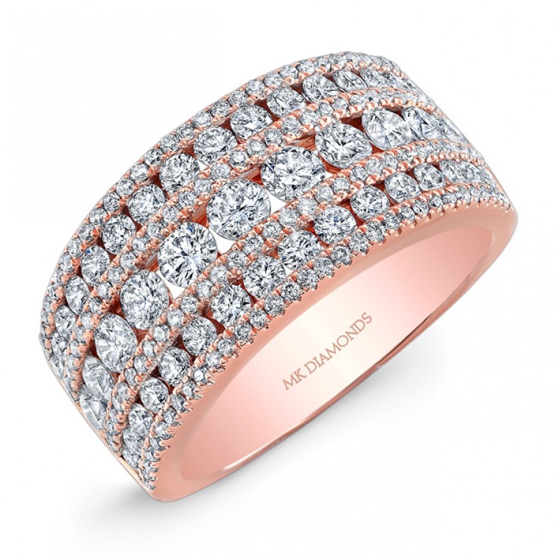 18k Rose Gold Wide Diamond Band