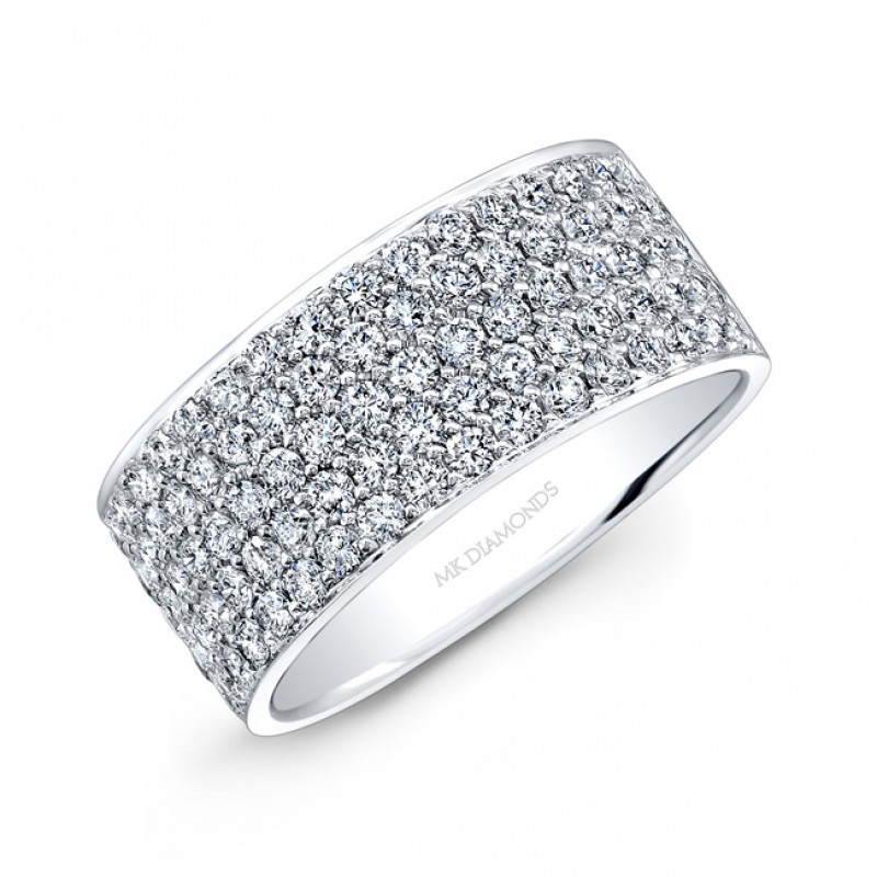 14k White Gold Five Row Diamond Band