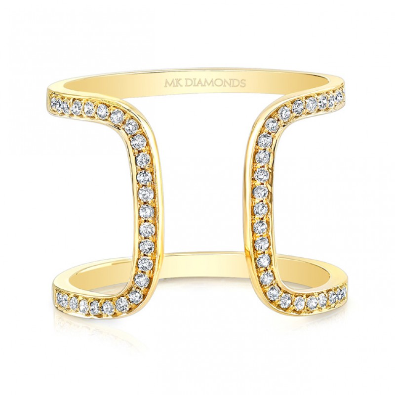 14k Yellow Gold Diamond Open Ring