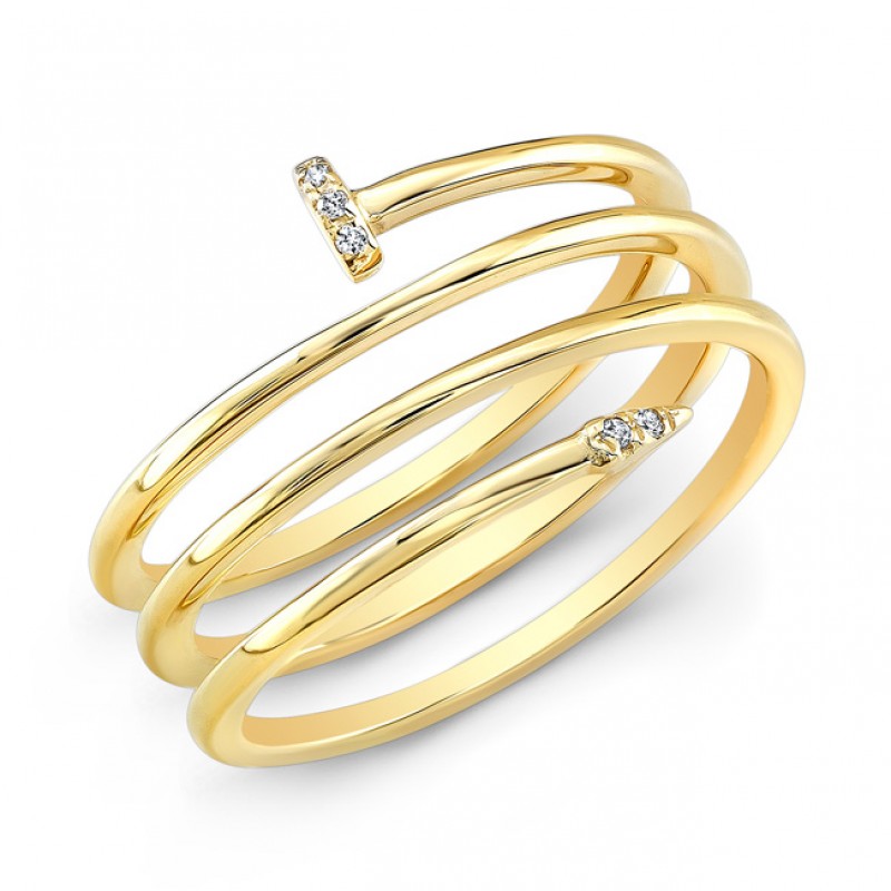 14k Yellow Gold Wrapped Nail Ring
