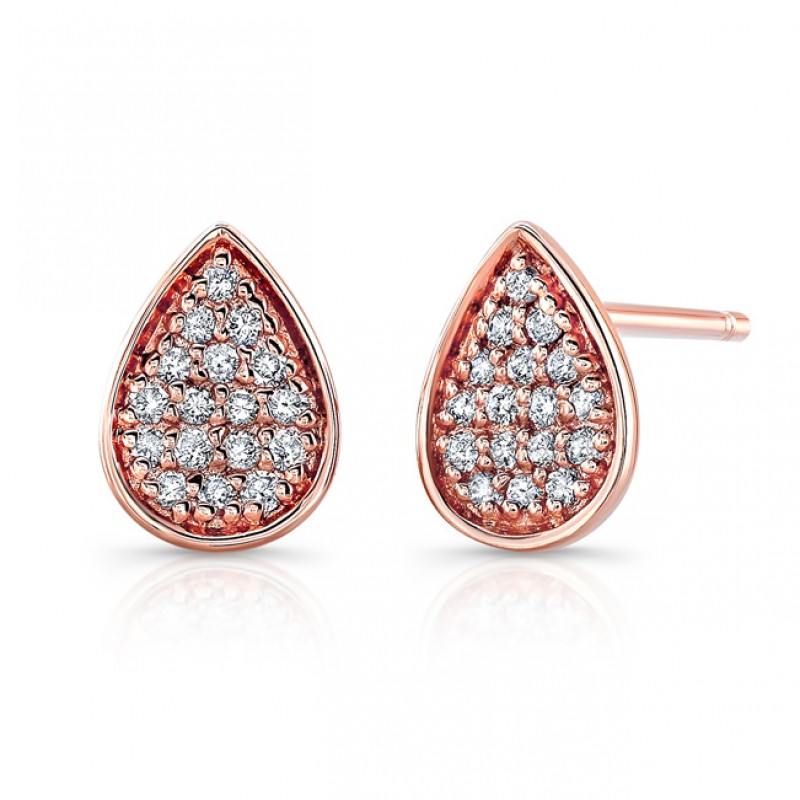 14k Rose Gold Diamond Teardrop Earrings