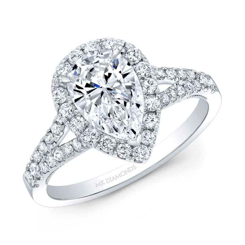 14k White Gold Complete Diamond Engagement Ring