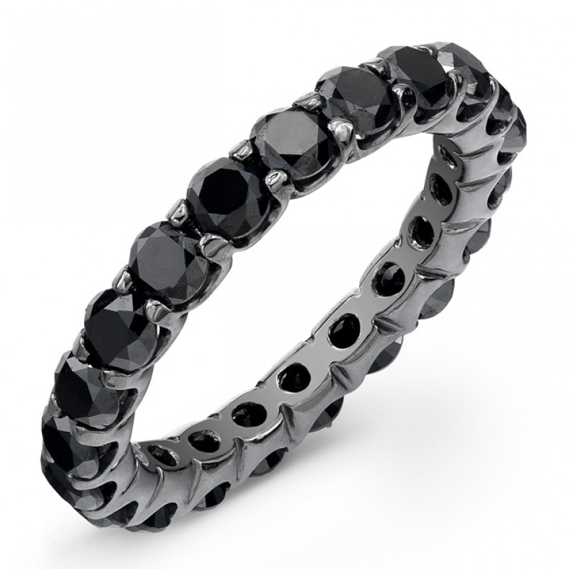 14k White Gold Black Diamond Eternity Band 