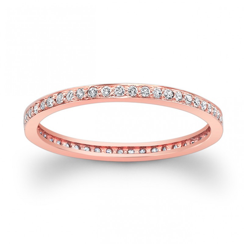 14k Rose Gold White Diamond Eternity Band 