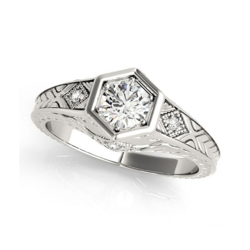 White Gold Engagement Ring 83377