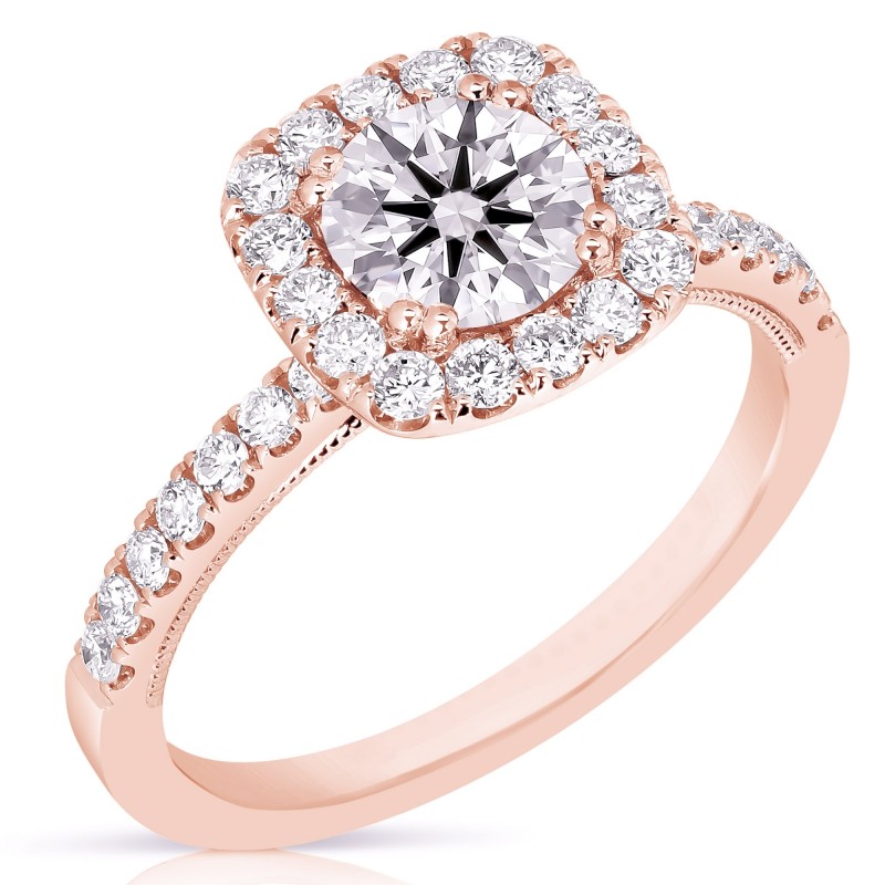 1 CT CENTER ROUND CUSHION-HALO LAB GROWN ENGAGEMENT RING CDHCRB.100-R