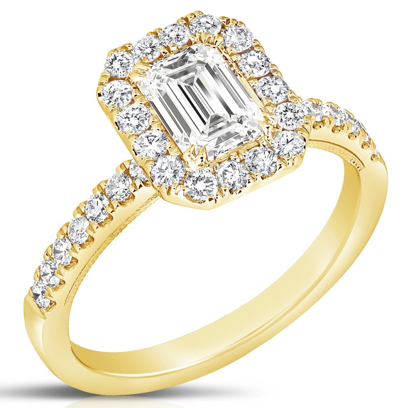 1 1/2 CT CENTER EMERALD CUT HALO LAB GROWN ENGAGEMENT RING CDHEC.150-Y