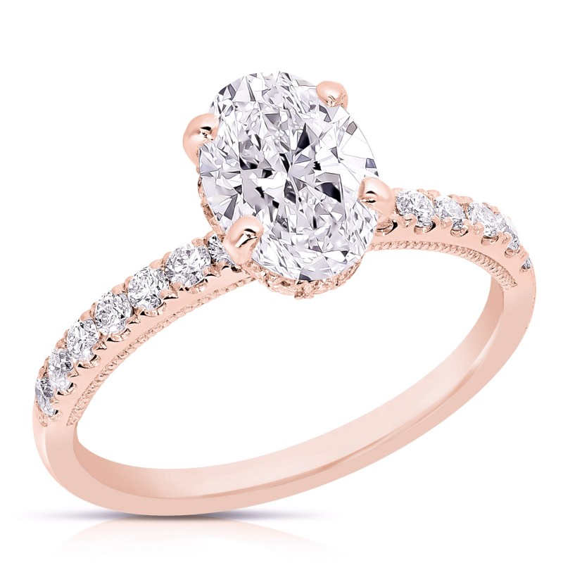 1 1/2 CT CENTER OVAL H-HALO LAB GROWN ENGAGEMENT RING CDOV.150-R