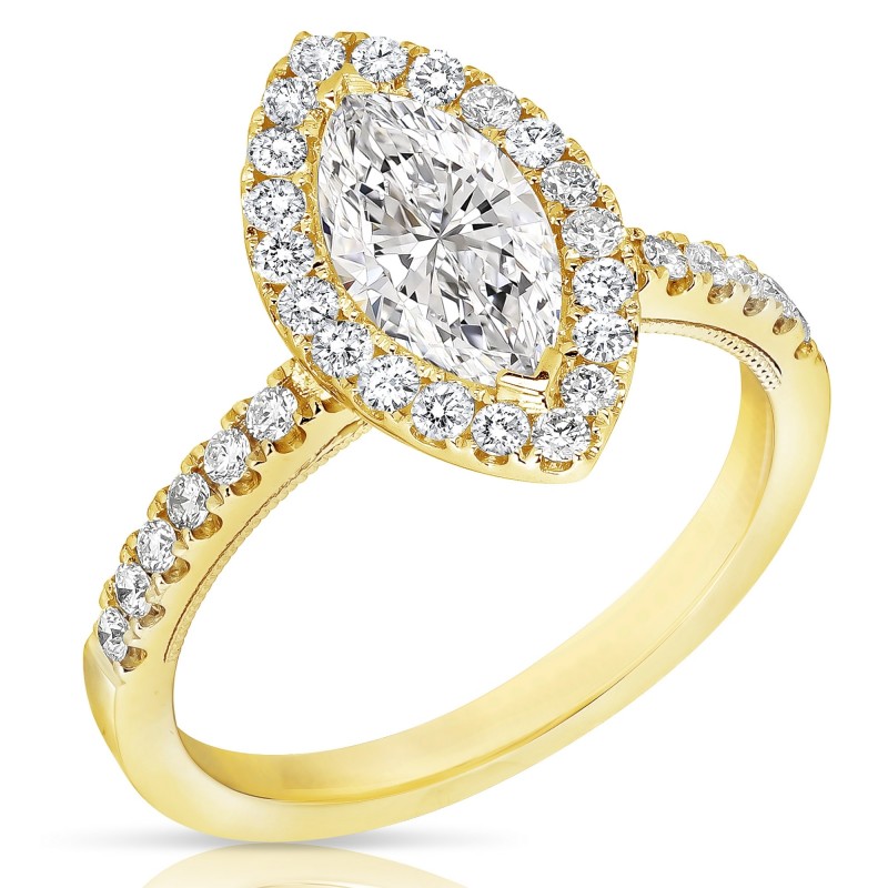 1 CT CENTER MARQUISE HALO DIAMOND ENGAGEMENT RING CMQ.100-Y